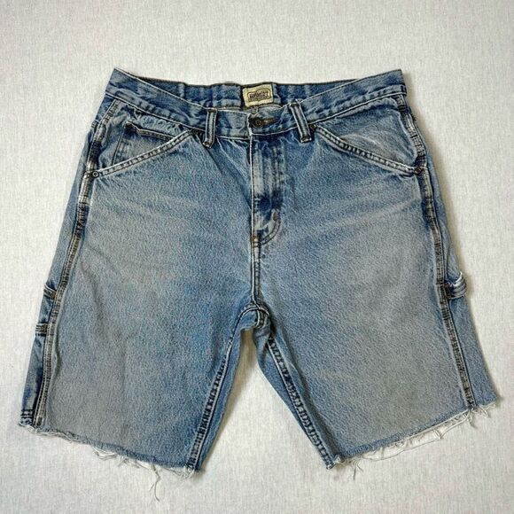 Vintage Y2K Cut Off Carpenter Denim Shorts CE Schmidt Workwear Jean Shorts 34X34 - Picture 1 of 10